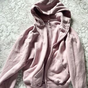 Skims dusty rose classic cotton Zip-Up Hoodie Small